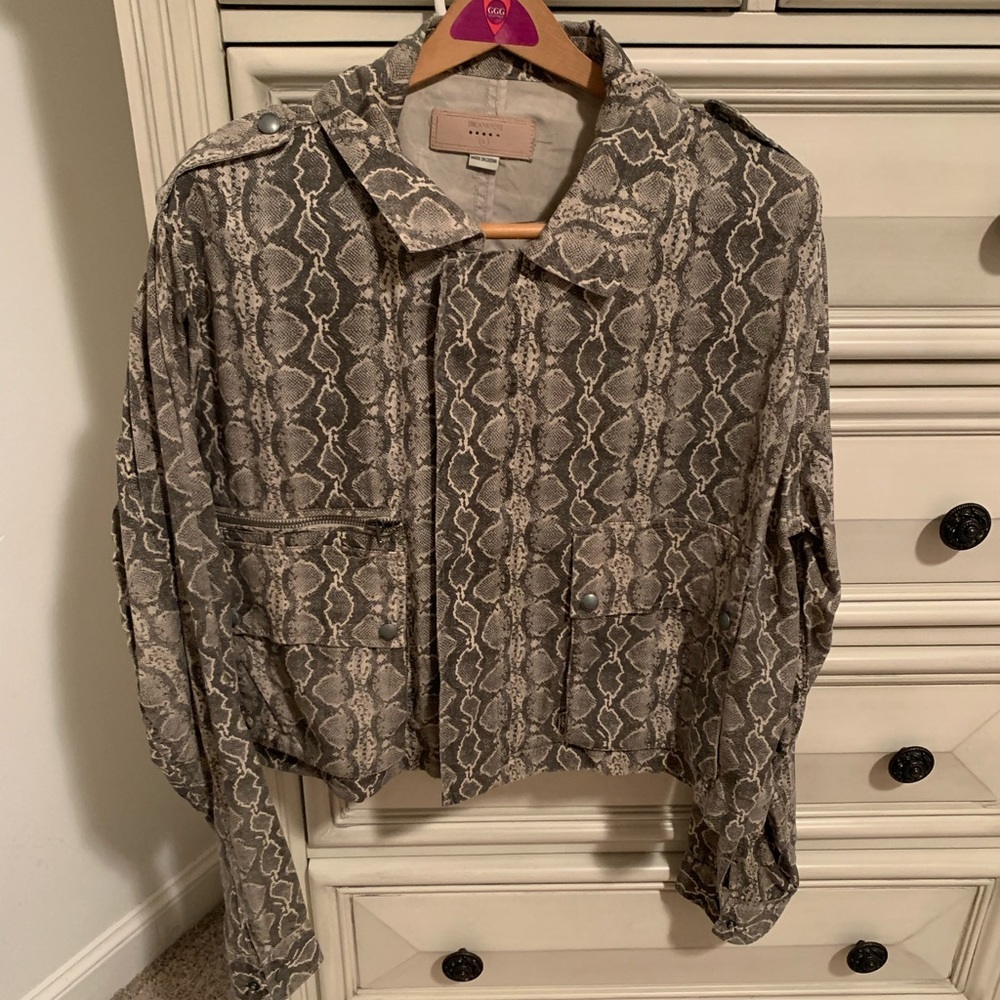 Blank NYC Crop Snake Print Moto Jacket